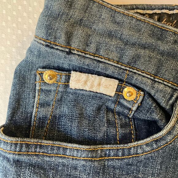 Baby Phat Women Denim Shorts size 11 Blue Mid Rise Stretch Chino Boyfriend - Picture 9 of 12